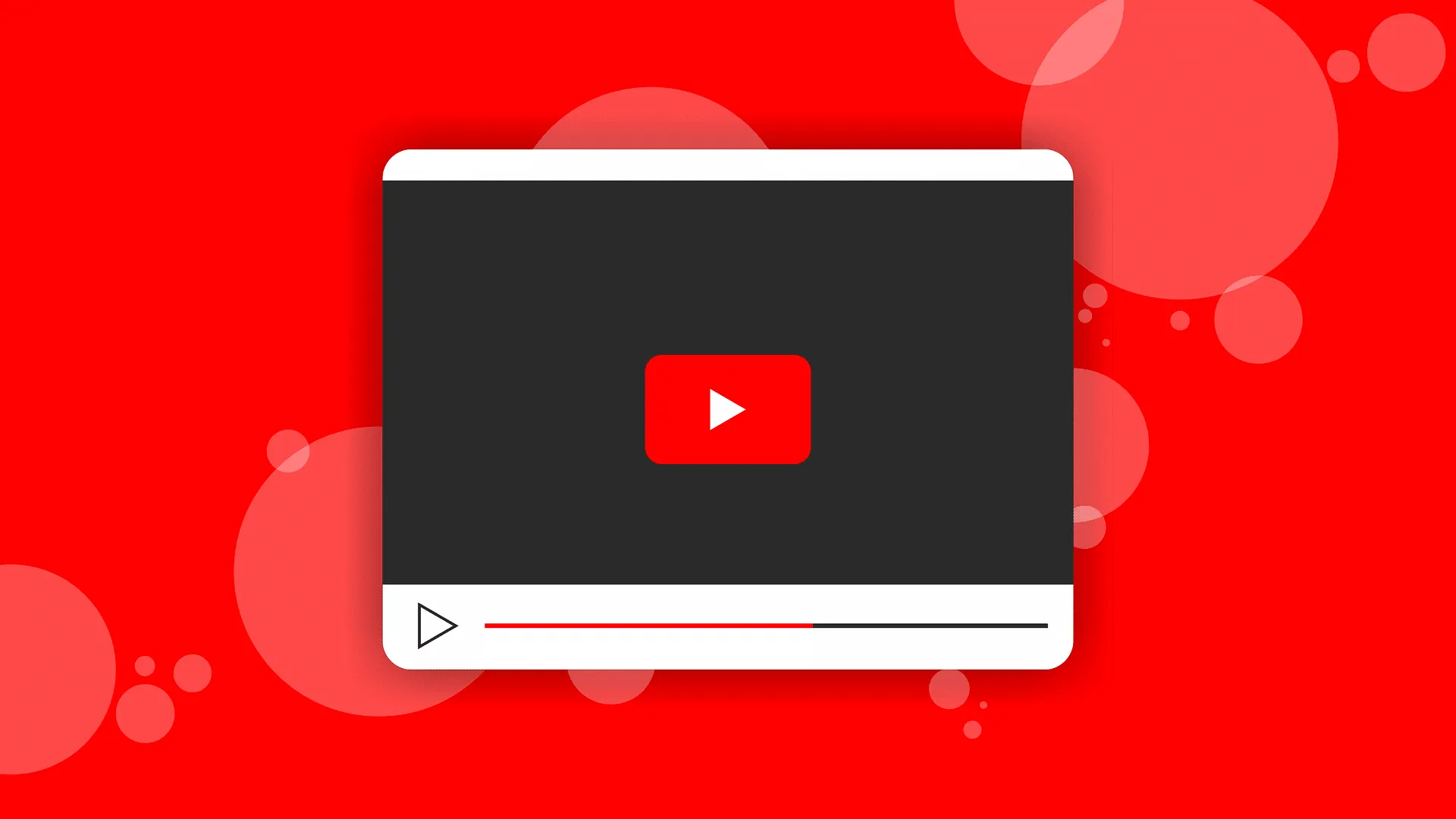 Videoplayer mit rotem Play-Button und angelaufener Fortschrittsleiste auf rotem Hintergrund